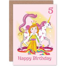 Blue Cards & Invitations ARTERY8 Wee Blue Coo Unicorn Princess Magic 5Th Birthday Greeting Card