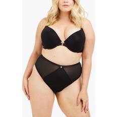 Soft Mesh Front Fastening Padded Plunge Bra Black