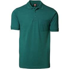 ID Mens Classic Short Sleeve Pique Regular Fitting Polo Shirt With Pocket Green