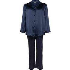 Lady Avenue Pure Silk Basic Pyjamas - Indigo