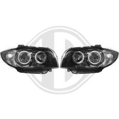 Diederichs RHD LHD Projector Headlights Pair Angel Eyes Black BMW 1 Series E81 E87 04-11