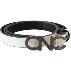 Gray - Women Belts Costume National Belt Mettalic Gray Leather Logo Belt