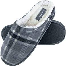 Dunlop Slippers & Sandals Dunlop Mens Warm Plush Fleece Lined Slip on Mule Checked Plaid House Slippers