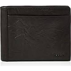 Fossil Mens Neel Leather Bifold Flip ID Wallet - Black