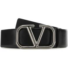 Valentino Garavani Black Leather Vlogo Belt