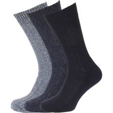 Universal Textiles Herr Underkläder Universal Textiles Mens Wool Blend Socks With Wool Padded Sole Pack Of 3 Black/Grey/Multicolour