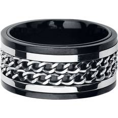 Smykker etNox hard and heavy Ring Double Chain Unisex sort-sølv