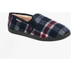 Dunlop MARTYN Mens Lined Textile Full Slippers Navy Check