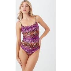 Gold Swimsuits Trina Turk Echo Printed Scoop Neck One Piece Swimsuit