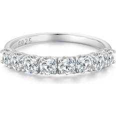 Shein BAMOER Moissanite Ring Half Eternity Band for Women 925 Silver Diamond Wedding Engagement Ring