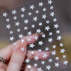 Shein 1 Silver Reflective Glitter Stars Nail Manicure Stickers Star Sparkly Manicure Decals Y2K-style Nail Decals