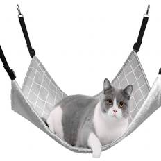 Shein 1pc Gray Plaid Double-sided Pet Hammock Bed With Removable Fleece Cushion Medium Cats, Four Seasons Available