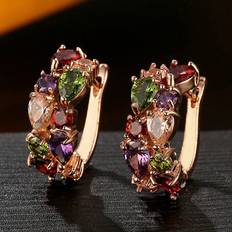 Shein Pair Monalisa Mul CZ Stud Earrings for Women Girl Gold Wedding Earings Jewelry Gift