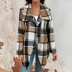 Dam - Multifärgade Kappor & Rockar Shein Women's Random Plaid Pattern Coat
