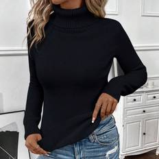 Turtleneck Sweaters - Women Shein Turtleneck Wool Sweater With Fleece Lining