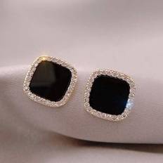 Cheap Earrings Shein Pair Fashionable Minimalist Square Geometric Earrings With Rhinestone