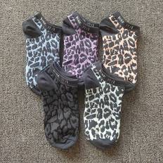 Leopard - Unisex Underkläder Shein 5pairs Unisex Leopard Print Trendy Quick-drying & Warm Short Socks