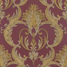YöL Debona Classic Damask Red Gold Wallpaper Textured Floral Traditional Metallic