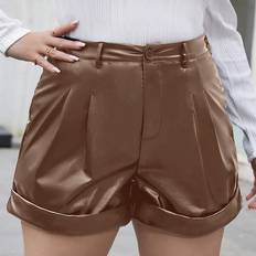 Bruna - Skinn Shorts Shein Plus Pu Hem Shorts