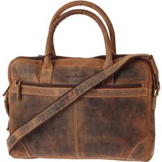 Grøn Mapper Greenburry Vintage Leather Briefcase Laptop Compartment - Brown
