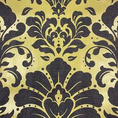 YöL Lime Green Damask Wallpaper Blown Vinyl Black Silver Glitter Textured Classic