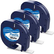 3 X 91201 Plastic Label Tape Dymo