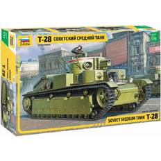 Zvezda 500783694 500783694-1:35 T-28 Heavy Tank-plastkonstruktionskit modellbyggsats byggsats för instegsdetaljer, grå