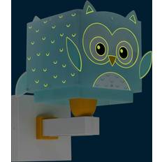 Turquesa Apliques de pared Dalber Little Owl Infantil Búho - Azul, Blanco Aplique de pared