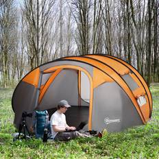 OutSunny 4-5 Person Pop-up Camping Tent Waterproof Orange, Grey
