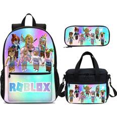 Roblox 3Pcs Girls Rainbow Backpack Lunch Bag Pencil Case Schoolbag Blue