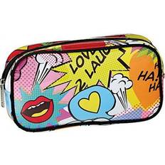 White Cosmetic Bags iscream 'Love 2 Laugh' 8.5" x 4.5" Bold Print Zippered Cosmetic Bag