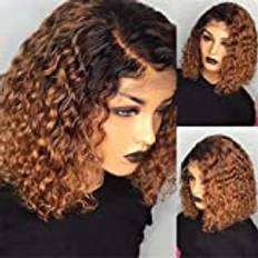 Lace Front Wigs Human Hair Curly,Deep Curly Lace Front Wig Honey Blonde Short Bob