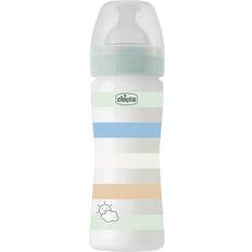 Chicco Nappflaskor & Servering Chicco Babyflaska WELL-BENG, 250 ml, mellanstor fluff, 2 m silikon, grön
