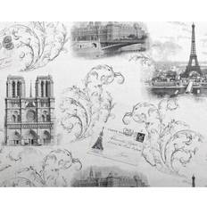 EDEM 9050-10 Paris wallpaper Eiffel Tower romantic shimmering white grey 10.6 m2