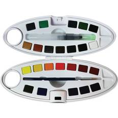 Pebeo Fine Watercolor Half Pan Set Half Pans, Oval Plastic Case, Set of 24