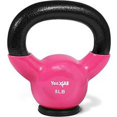 Fitness Yes4All SAT4 Vinyl Coated Cast Iron Kettlebell with Protective Rubber Base, Kettle Bell Weights Set Multicolor Kettlebells, Pink, 2.2 kg