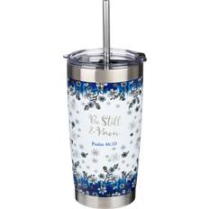 Christian Art Gifts Be Still Stainless Steel Travel Mug With Straw