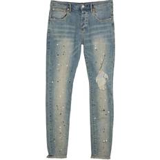 Purple Brand High Rise Distressed Slim Fit Jeans - Indigo