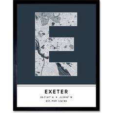 Yellow Framed Art Wee Blue Coo England United Kingdom City Map Stylish Letter Framed Art