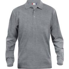 Clique Men Polo Shirts Clique Classic Lincoln Melange Long-Sleeved Polo Shirt Grey