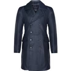 Men - Trenchcoats Infinity Leather Mens Cowhide Peacoat-Cordoba Black