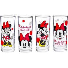 Rosso Bicchieri Silver Buffalo Minnie Mouse 10 oz Tumbler Glass Set of 4 Bicchiere 4pcs