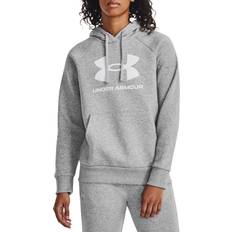 Under Armour Damen Pullover Under Armour Rival Fleece Big Logo Long-Sleeve Hoodie for Ladies Mod Gray Light Heather/White