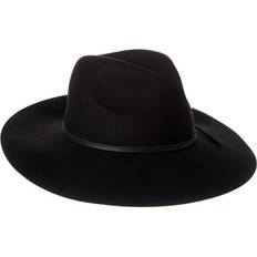 Leather - Unisex Hats Phenix Wide Brim Leather-Trim Wool Fedora Black