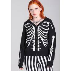 3XL Cardigans Hell Bunny Rockabilly Cardigan Skeleton Cardigan til Damer svart-hvit