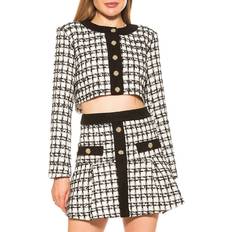 Checkered Blazers Alexia Admor Clara Cropped Tweed Jacket -