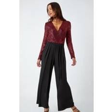 Rosso Tute intere Roman Sequin Wrap Wide Leg Stretch Jumpsuit in Red