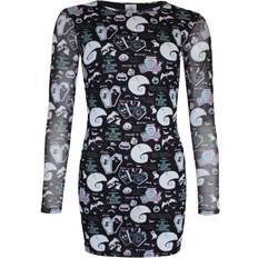 Nightmare Before Christmas Glitch Mesh All-Over Print Bodycon Dress Multi