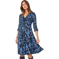 Steel Dresses Roman Abstract Print Ruched Stretch Dress Pale Blue