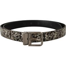 Multicoloured Belts Dolce & Gabbana Black Marble Print Leather Silver Logo Buckle Belt
